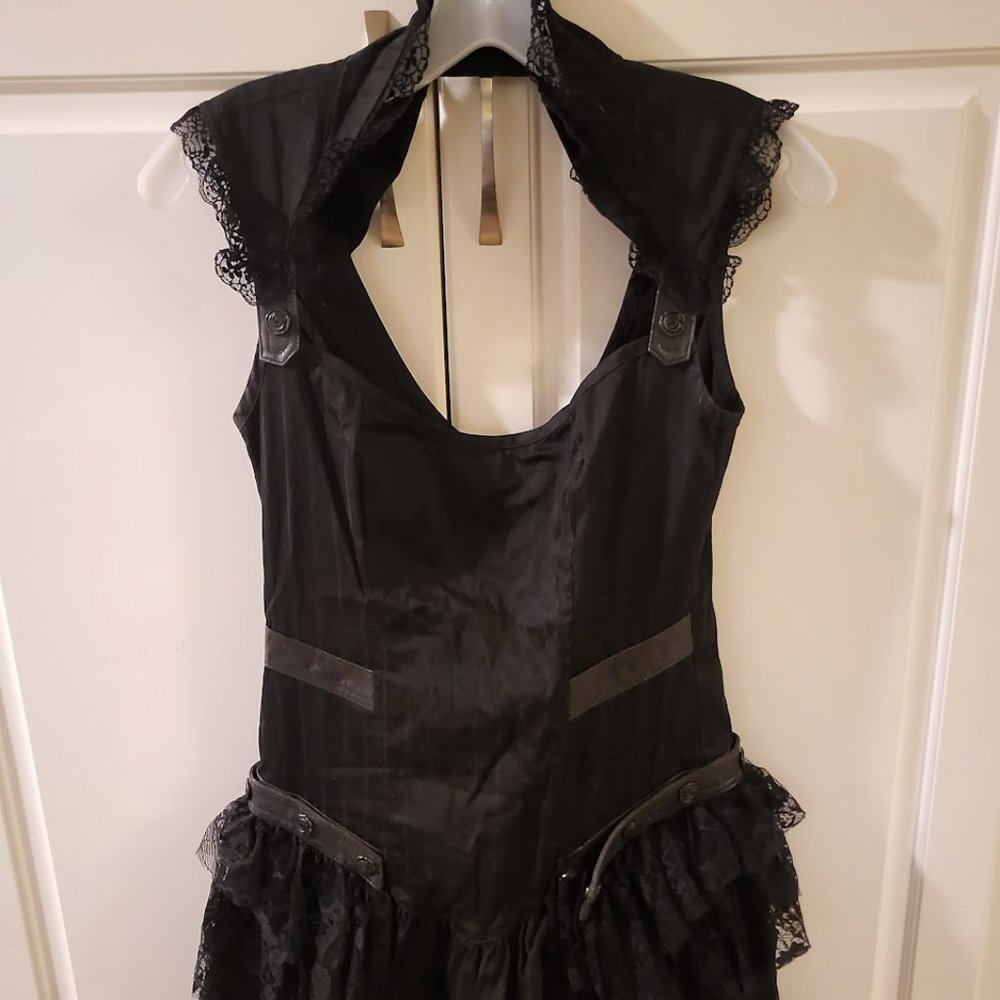 Blacklist Black Key Hole Dress Removable Lace Detail w/Rose Snap Covers Size S
